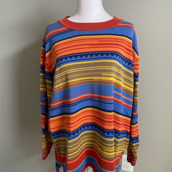 Collection L Men's Vibrant Striped Crewneck Sweater - Picture 1 of 7